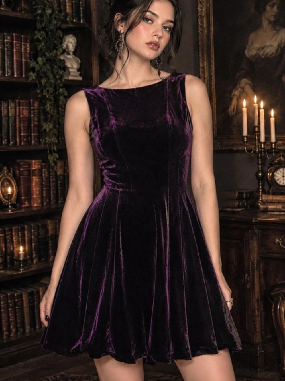 Danny & Nicole Purple Black Dress Size 8 Dark Academia Dark Feminine